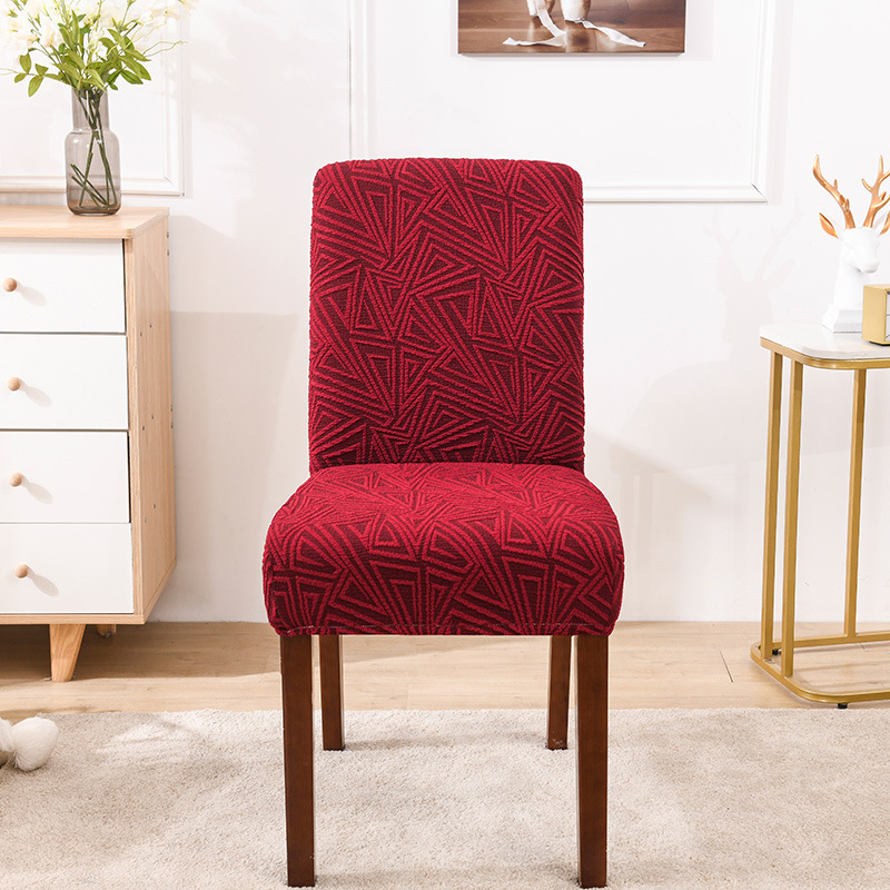 Elasticated Embossed Jacquard Chair Covers - Set of 2 - Wine Red