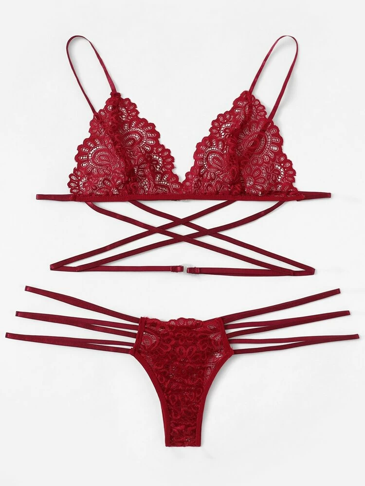 Criss Cross Ladder Cut-Out Lingerie Set