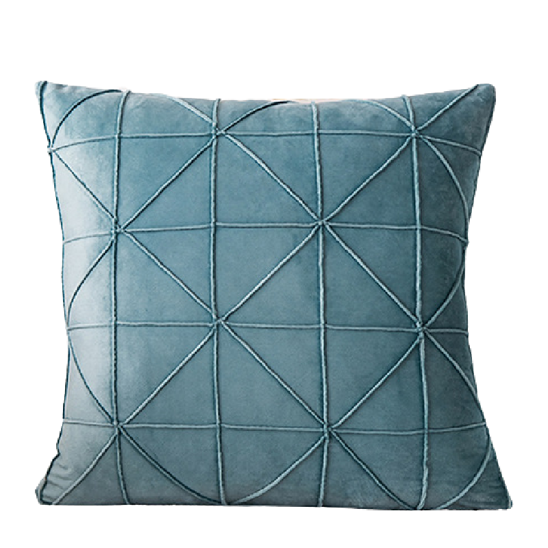 Dutch Velvet Scatter Cushions Including Inner - Geometrical Design-45x45cm - Light Blue