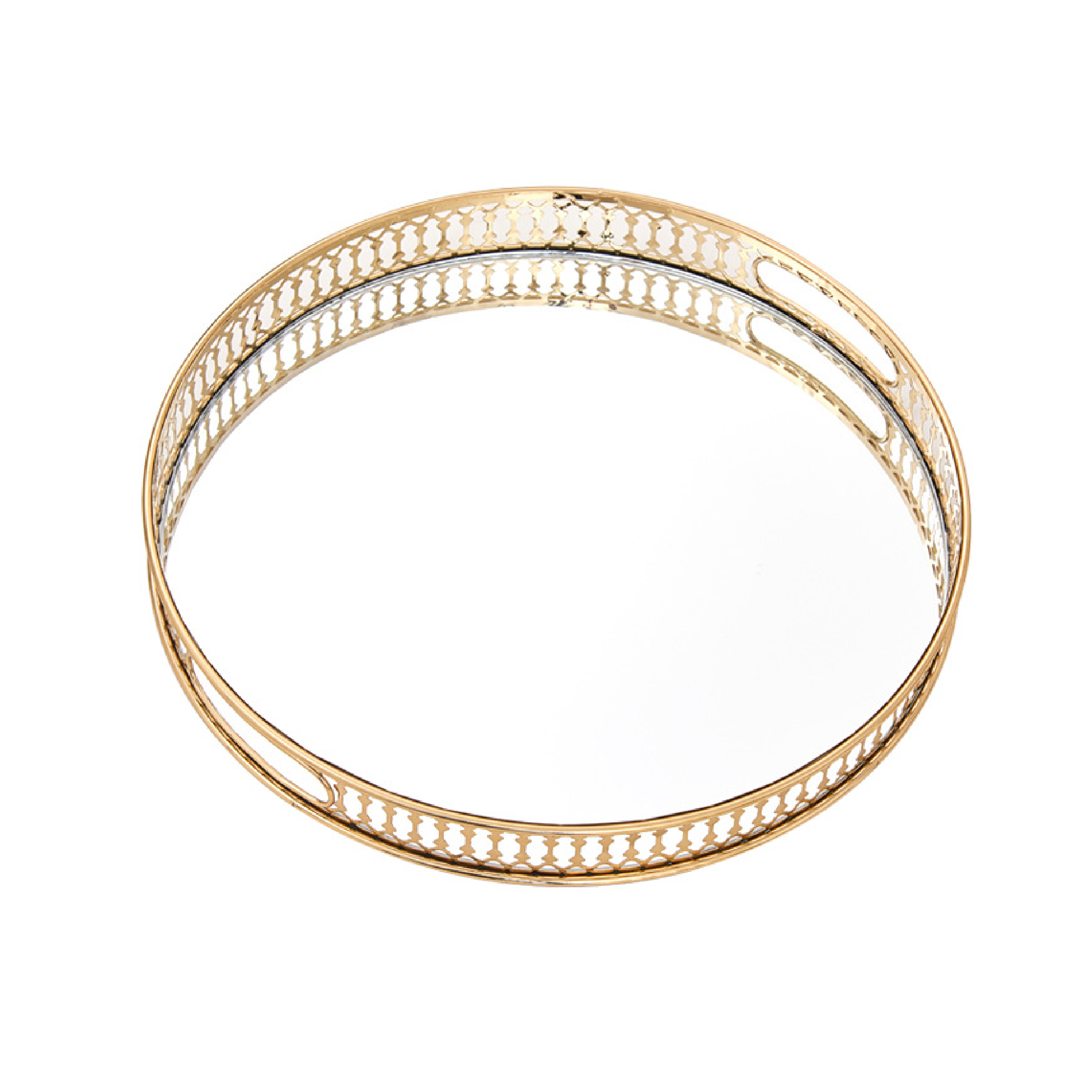 Decorative Metal Mirror Tray - Round - 32cm