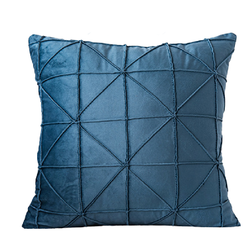 Dutch Velvet Scatter Cushions Including Inner - Geometrical Design-45x45cm - Sapphire Blue