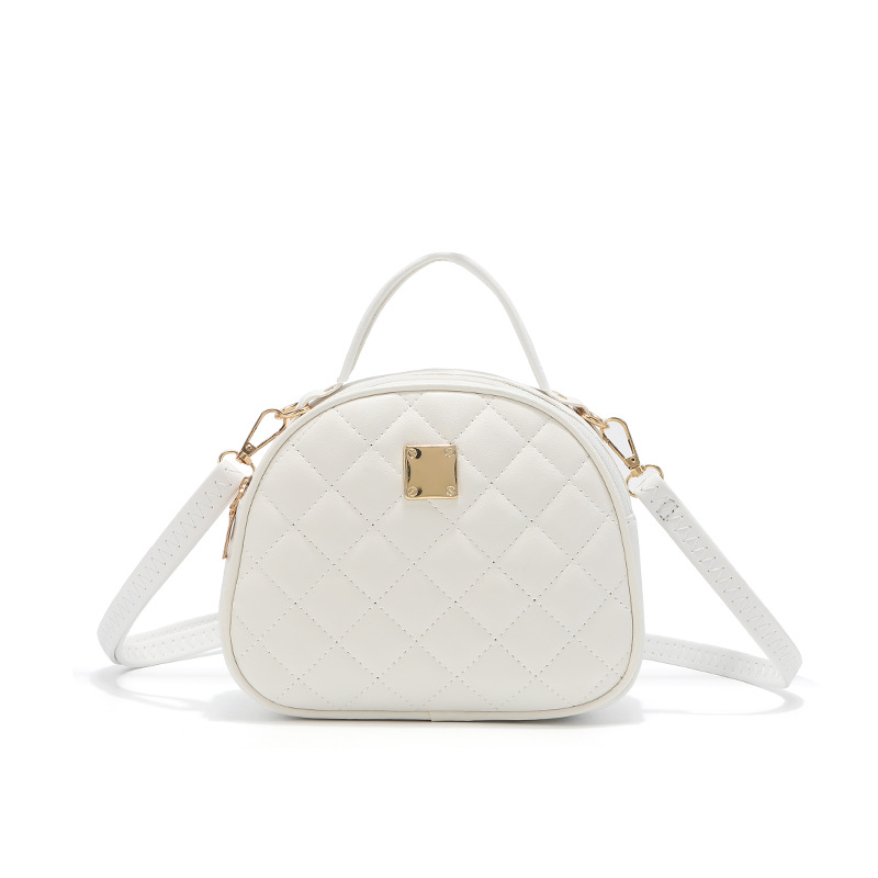 Metal Decor Quilted Satchel Bag