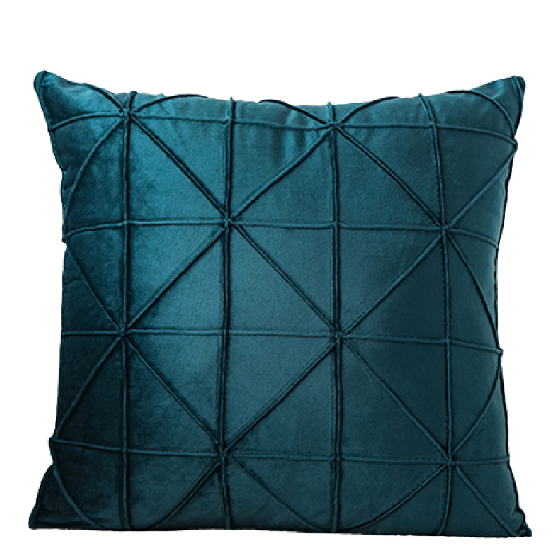 Dutch Velvet Scatter Cushions Including Inner - Geometrical Design-45x45cm - Dark Green